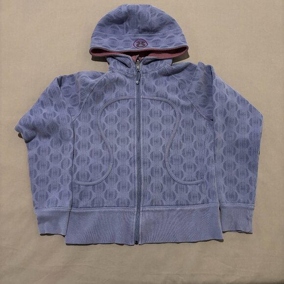 Lululemon Hoodie Womens Size 10 Purple Polka Dot Full Zip Reversible Gym Outdoor - Picture 1 of 5